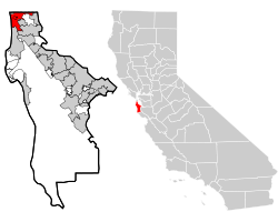 Location in San Mateo County and the state of کیلی فورنیا