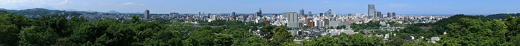 Vista panorámica de la ciudad de Sendai desde el castillo de Aoba