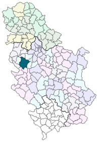 Vị trí của khu tự quản Valjevo trong Serbia