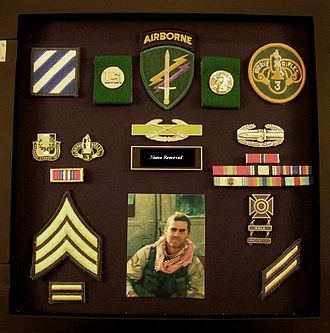 A shadow box for a US soldier who served during the Iraq War Shadowbox (sterile).JPG