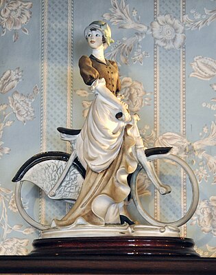 Cyclist sculpture, put on display to illustrate the short story "The Adventure of the Solitary Cyclist"