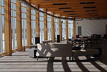 Image of the gallery at Shingwauk Kinoomaage Gamig and the southside facing windows Shingwauk Kinoomaage Gamig Gallery.jpg