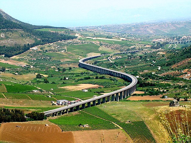 The viaduct "Caldo" of the A29dir near Segesta.