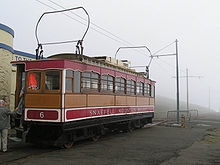 Triebwagen der Snaefell Mountain Railway an der Bergstation