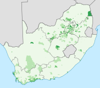 Whites as a percentage of the total South African population in 2011.