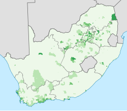 Jižní Afrika 2011 Podíl bílé populace map.svg