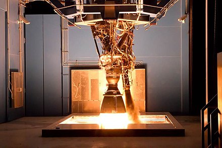 The Merlin 1D engine undergoes a test at SpaceX's Rocket Development and Test Facility in McGregor, Texas.