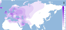 Projected frequencies of mtDNA haplogroup I Spatial frequency distribution of mtDNA haplogroups I.png