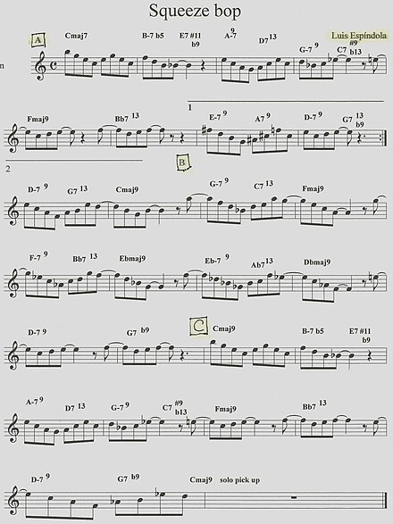 Typical "lead sheet" you would find as a page in a Fakebook