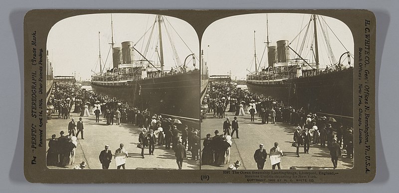 File:Stoomschip Umbria in de haven van Liverpool The Ocean Steamship Landing-stage, Liverpool, England,- Steamer Umbria departing for New York. (titel op object), RP-F-F07797.jpg