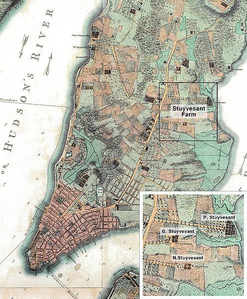 Insert of "The Plan of the City of New York in North America" by British military officer Bernard Ratzer, surveyed in 1766 and 1767, printed in 1770