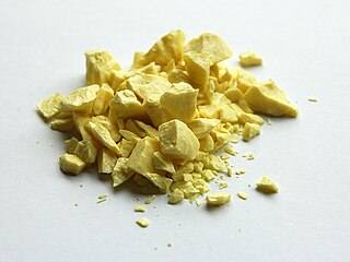 <span class="mw-page-title-main">Flowers of sulfur</span> Very fine, bright yellow sulfur powder that is produced by sublimation and deposition