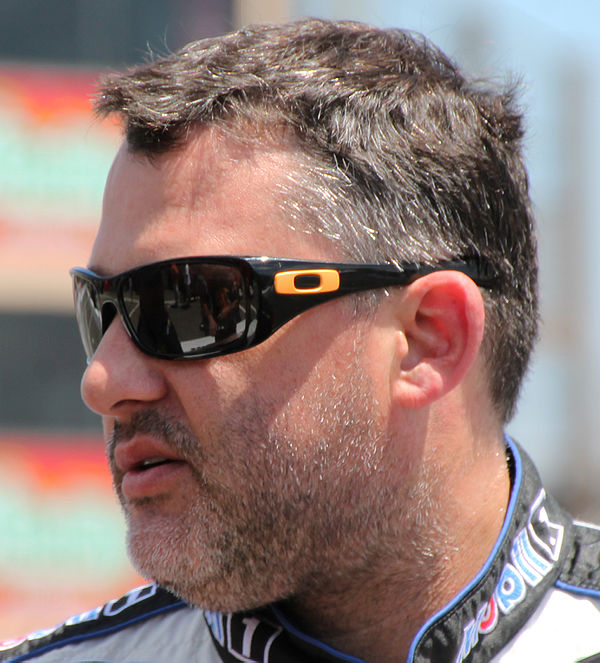 Tony Stewart (pictured in 2015) fractured the tip of his right scapula bone in a heavy accident on the 33rd lap.