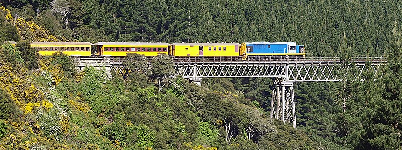 File:Taieri Gorge Railway at Wingatui Viaduct, Otago, New Zealand - 20081224.jpg