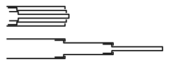 Showing the telescopic principle, an object collapsed (top) and extended (bottom), providing more reach. Telescopic.svg