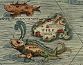 Thulé, sous le nom de Tile, d'après la Carta Marina de Olaus Magnus (1539). Thulé est sur cette carte une île (imaginaire ?) située entre les îles Féroé et l'Islande.