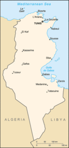 Kart over Den tunisiske republikk