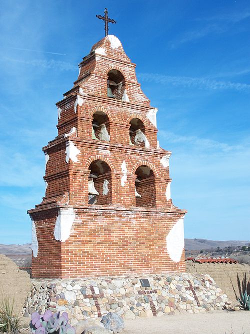 Mission San Miguel as seen from the road while driving the "commemorative route" of the Camino Real