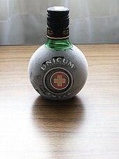 A cold bottle of Unicum Unicum bottle.JPG