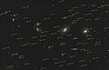 Фотография скопления с помеченными галактиками