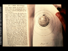 A photograph of page 6 from Newton's De mundi systemate (A Treatise of the System of the World), as it appears on the Voyager Golden Record Voyager golden record 111 systemoftheworld.gif
