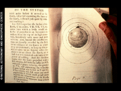 Imej ini adalah gambar halaman 6 dari Philosophiae Naturalis Principia Mathematica Volume 3, De mundi systemate (Pada sistem dunia) karya Isaac Newton.