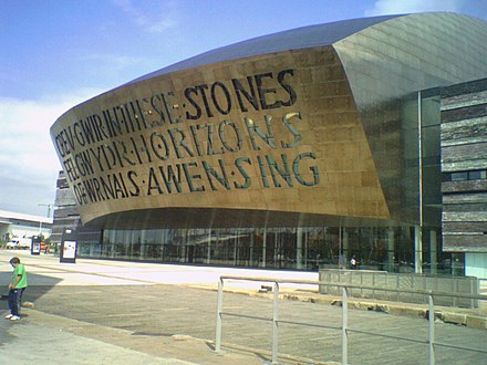The Wales Millennium Centre, seen from Roald Dahl Plass