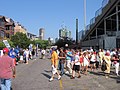 Waveland Avenue at Wrigley Field during a 2009 Cubs game.