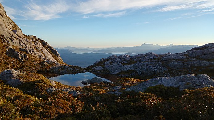 Lake Pedder and Mount Anne from Western Arthurs