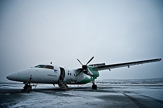 Wideroe de Havilland Canada Dash 8-100 Wideroe Dash 8-100 at Lakselv.jpg