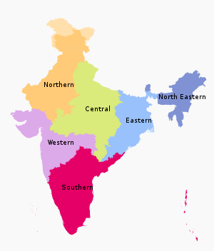 Eastern Zonal Councils in Blue, India Zonal Councils.svg