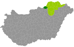 Az Ózdi járás elhelyezkedése Magyarországon