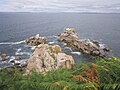 Poullan-sur-Mer : la Baie de Douarnenez vue depuis les falaises de Porz Meilh ; à l'arrière-plan la presqu'île de Crozon.