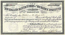 Stock certificate, 1881 1881 NEMMI certificate Boston.png