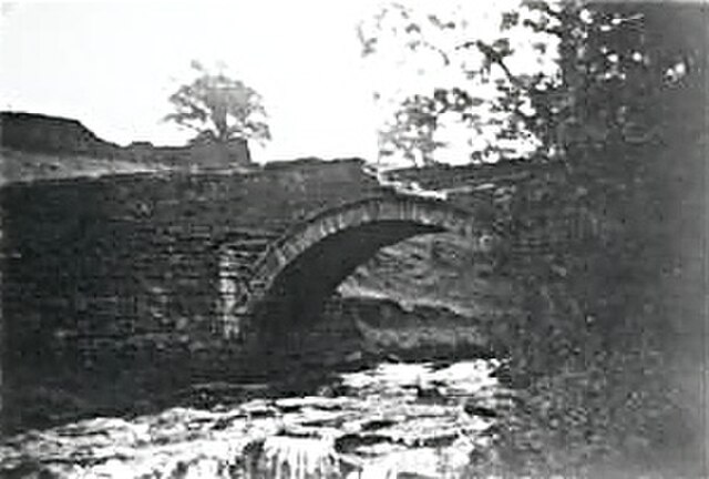 Goyts Bridge – the packhorse bridge (see Errwood Reservoir above) was partly broken in 1960, but restored when it was moved.