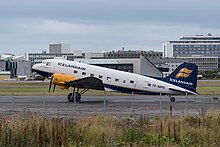 Un Douglas DC-3 preservato visto a Reykjavík nel 2017.