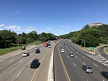 Interstate 80 eastbound in Woodland Park 2021-06-16 16 04 29 View east along Interstate 80 (Bergen-Passaic Expressway) from the overpass for Passaic County Route 636 (Squirrelwood Road) in Woodland Park, Passaic County, New Jersey.jpg