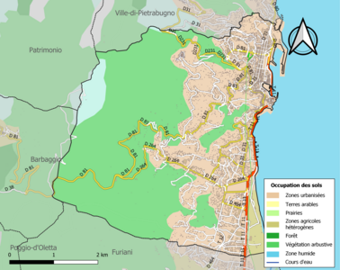 Carte en couleurs présentant l'occupation des sols.