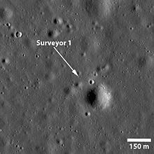 Surveyor 1 photographed by the Lunar Reconnaissance Orbiter in 2009 390497main surveyor1 enlarged.jpg