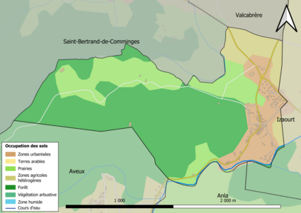 Mapa de colores que muestra el uso de la tierra.