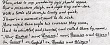 The eight reindeer, as they appeared in a handwritten manuscript of A Visit from St. Nicholas by Clement C. Moore from the 1860s. A Visit From St. Nicholas, by Clement C Moore (cropped).jpg