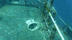 An abandoned toilet bowl on the deck of Brianna H.