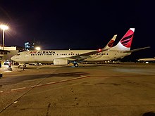 A former Air Albania Boeing 737-800 wearing an older livery.