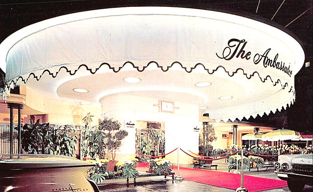 Entrance of the Ambassador Hotel, 1970.