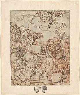 Esquiesse de l'Adoration des bergers, 1600/1610.