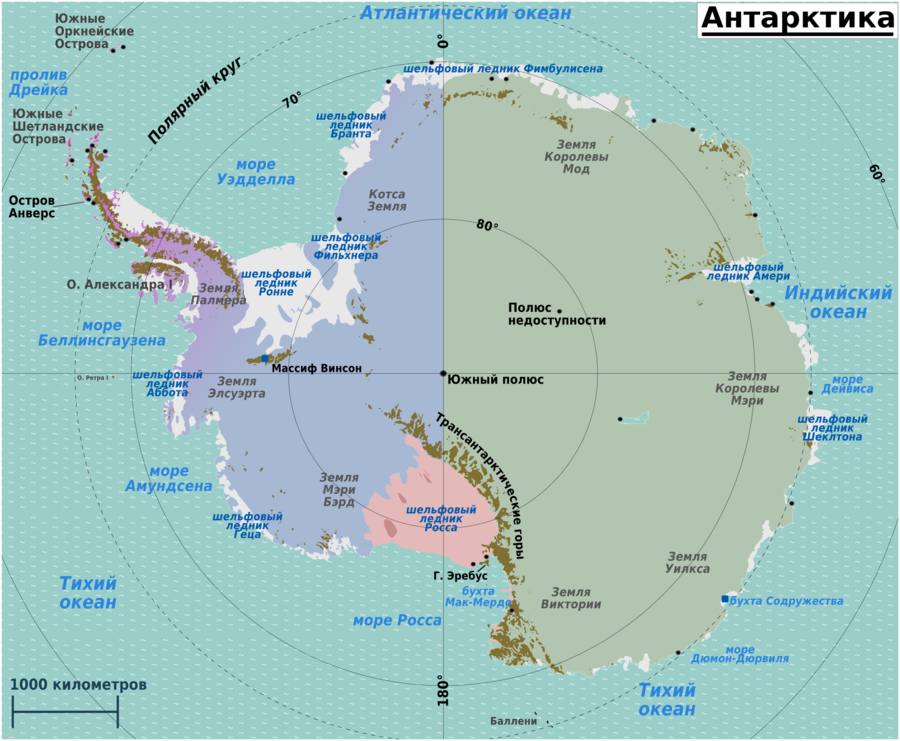 Где находится антарктика карта