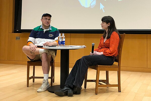 Fantano speaking at a Q&A at Cornell University in 2023.