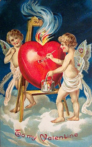 Scan of a Valentine greeting card dated 1909.