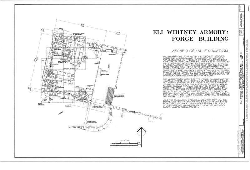 File:Archeological Excavation, Site Plan - Eli Whitney Armory, Forge Building, Mill River, Hamden, New Haven County, CT HAER CONN,5-HAM,3B- (sheet 1 of 1).tif