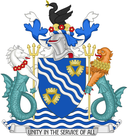 Coat of arms of the former Merseyside County Council.